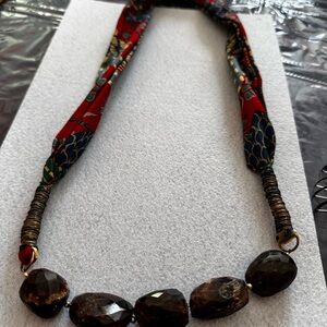 Unique stone and cloth necklace